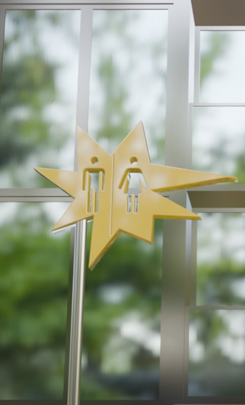 Sticker étoile collé sur une vitre